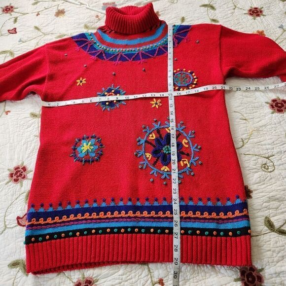 Celina Yang Embroidered Bohemian Tunic Sweater Oversized Medium Art To Wear - Picture 11 of 11